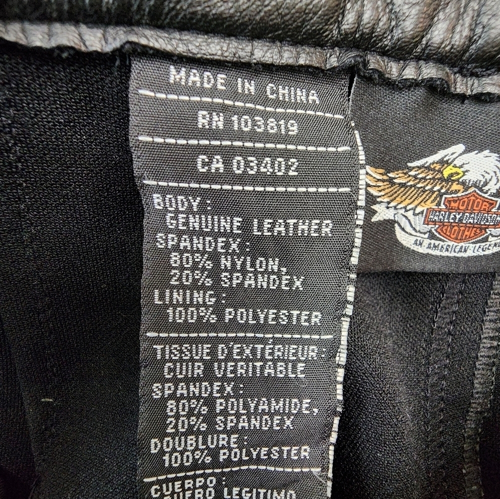 Harley Davidson Black Leather Riding Motorcycle Pants Size 10 W Women's - Picture 7 of 8